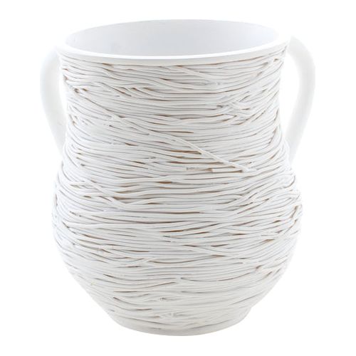 Modern White Wire Netilat Yadaim Washing Cup 5.5" Polyresin