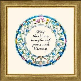 Blessing for a Home "Spring Flowers " English Hand Finished Custom Framed Print by Dvora Black