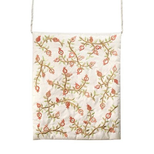Pomegranates Embroidered Tallit 71" x 16" Tallis Set of 3 Made in Israel By Emanuel
