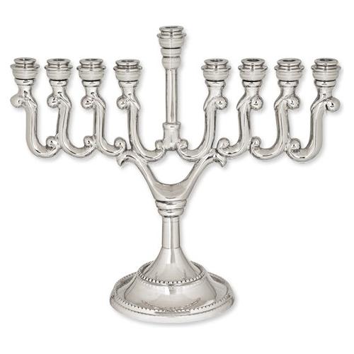 Embellished Chanukah Menorah Highly Polished Nickel Plated Aluminum