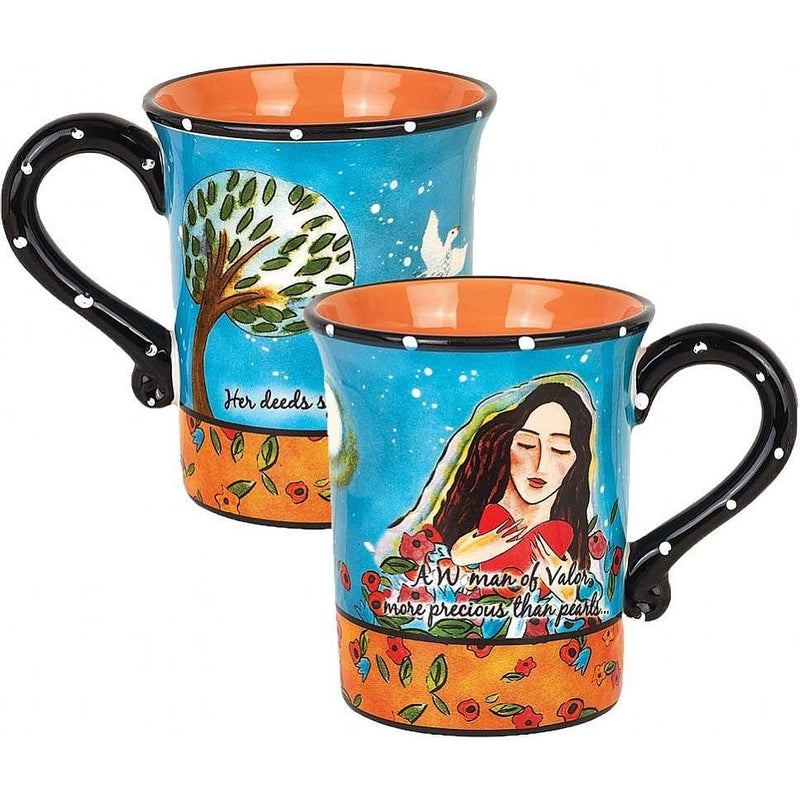 Colorful Ceramic Gift Mug Woman of Valor 5" x 3.5" x 4.5"
