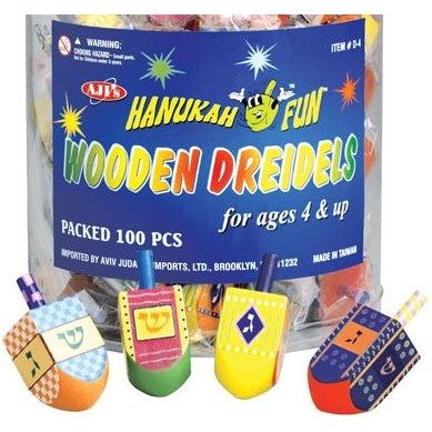 Large Multicolor Hand Painted Wooden Dreidel  2.5"