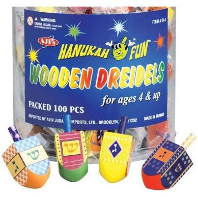 Large Multicolor Hand Painted Wooden Dreidel  2.5"