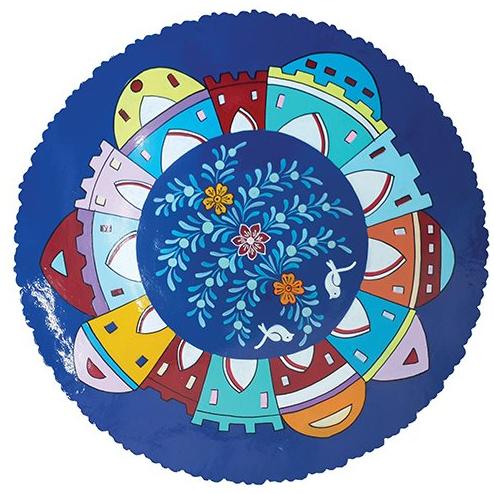 Artistic Painted Metal Large Bowl by Glushka Jerusalem