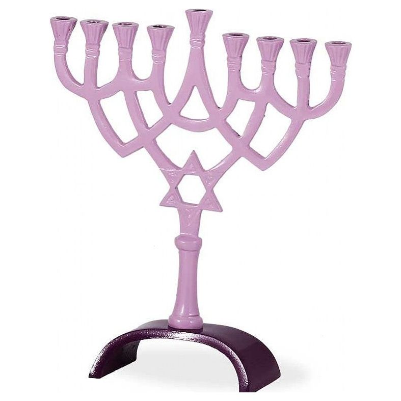 Classic Enameled Aluminum Chanukah Menorah in PINK