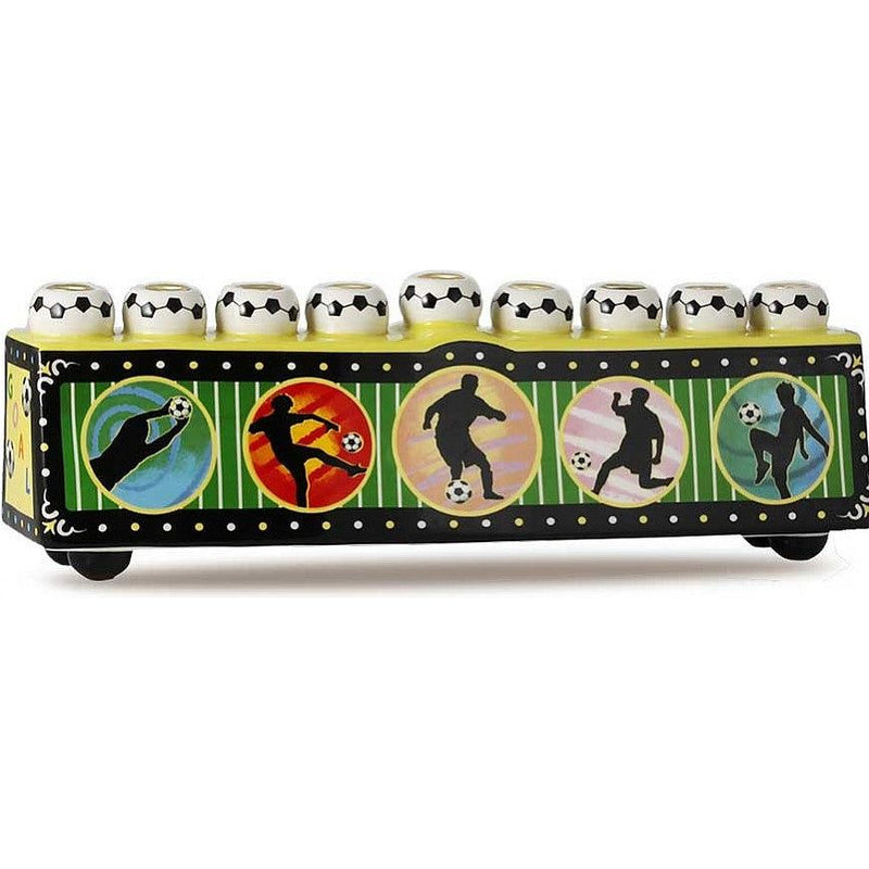 Chanukah Sports Menorah Soccer Ceramic Designed by Yoel Judowitz