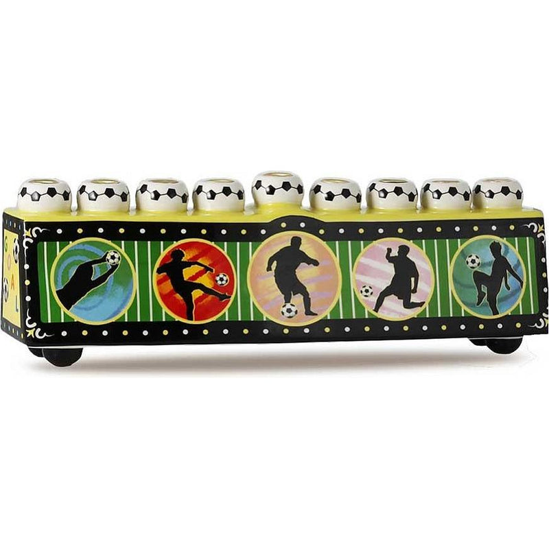 Chanukah Sports Menorah Soccer Ceramic Designed by Yoel Judowitz