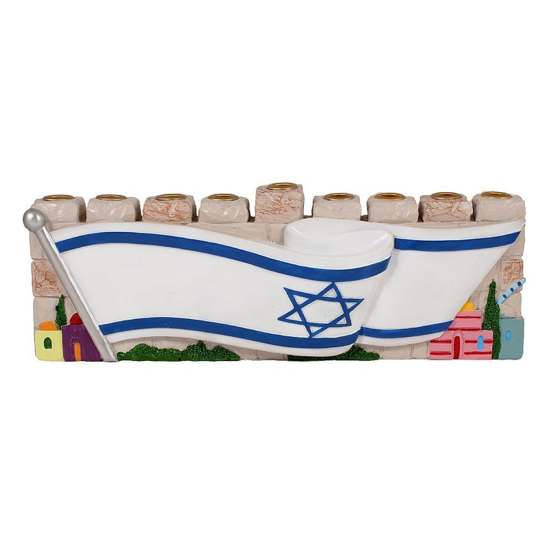 The Israeli Flag Chanukah Menorah Jerusalem Am Israel Chai Theme Design By Margarita