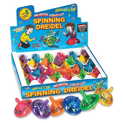 Musical Light Up Spinning Dreidel Plays Chanukah Song OH DREIDEL Assorted colors