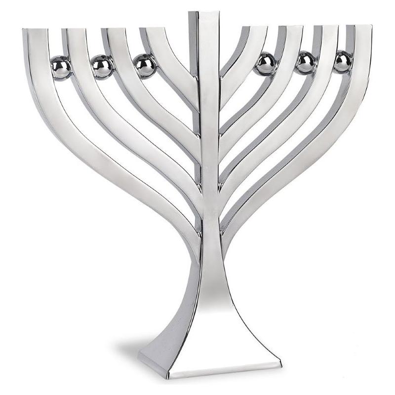 Contemporary Design Artistic Harmony Chanukah Menorah 9" H x 9" W x 2.3"D in Brushed Aluminum