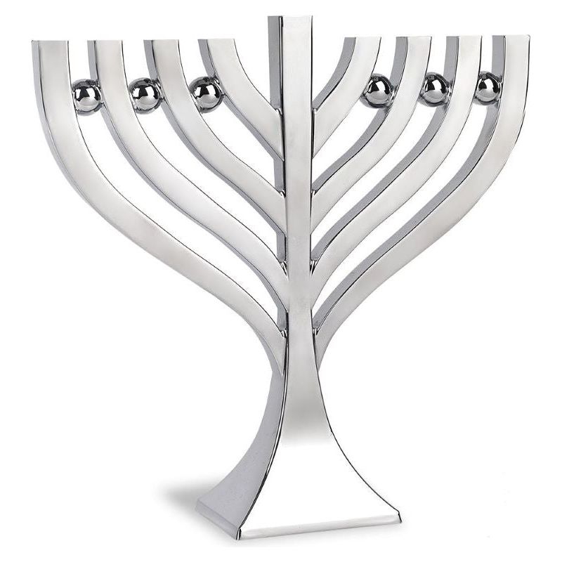 Contemporary Design Artistic Harmony Chanukah Menorah 9" H x 9" W x 2.3"D in Brushed Aluminum