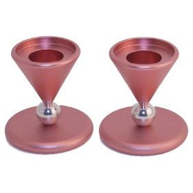 Anodized Aluminum Small Pair of Shabbat Candlesticks 2.5" Made By Dabbah in Israel 5 designs availab