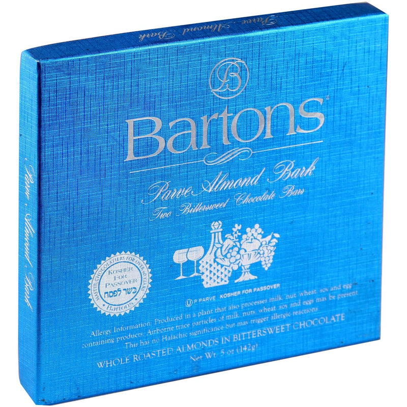 Bartons Dark Chocolate Rosted Almond Bark in a box - 5 OZ Box Kosher for Passover