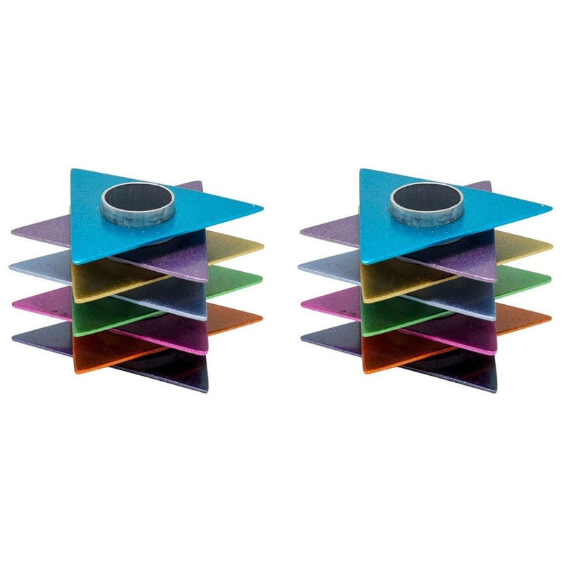 Shabbat Candlesticks Magen David Multicolor Aluminum Made by Emanuel