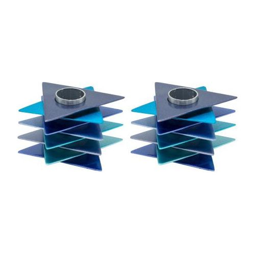 Shabbat Candlesticks Magen David Multicolor Aluminum Made by Emanuel