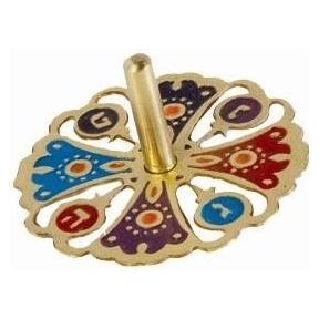 Collector's Laser Cut Pomegranate Multicolor Metal Chanukah Dreidel By Emanuel