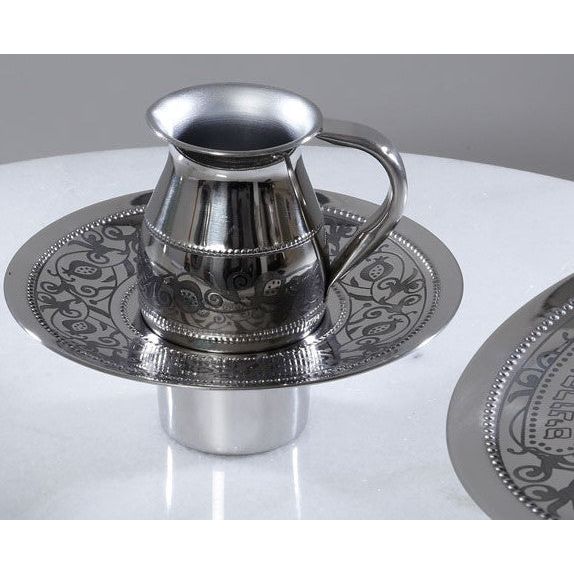 Stainless Steel Mayim Achronim Set Pomegranate Design 5.5"H
