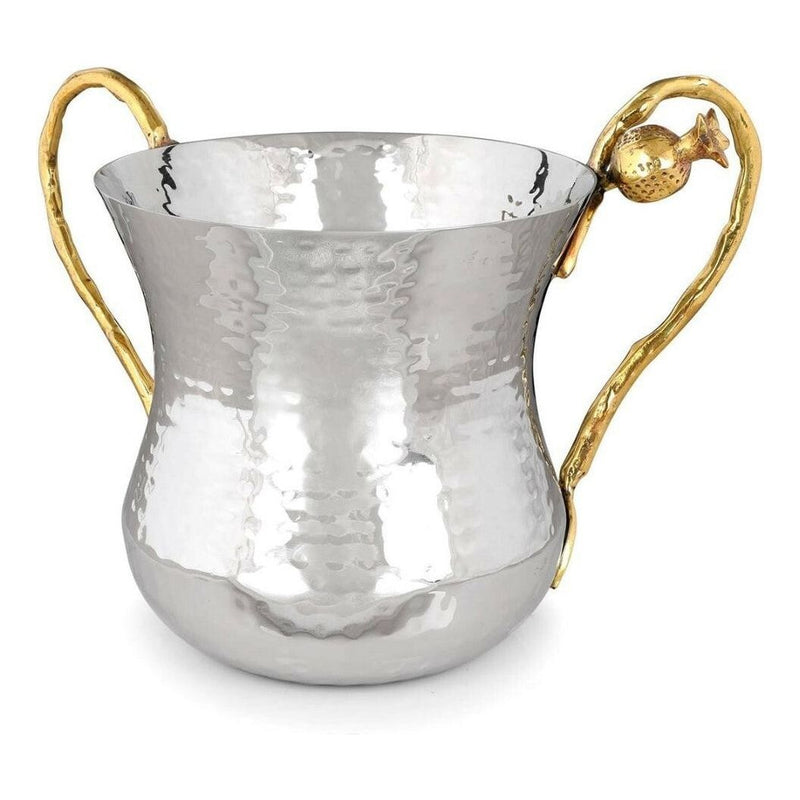 Hammered Netilat Yadaim Washing Cup Golden Pomegranate Branches By Karshi Israel