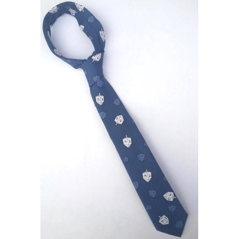 Chanukah Designer Blue Adult Tie "Dreidels" By Jacob Alexander