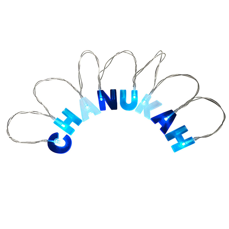 Battery Operated CHANUKAH String Light 8 LED bulbs in letters C-H-A-N-U-K-A-H