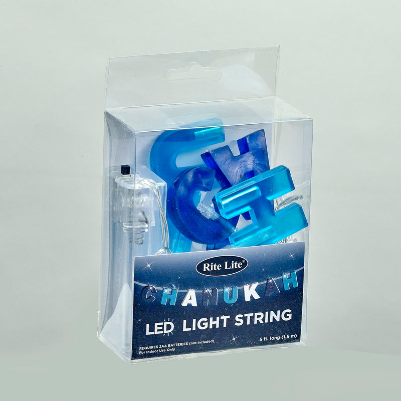 Battery Operated CHANUKAH String Light 8 LED bulbs in letters C-H-A-N-U-K-A-H