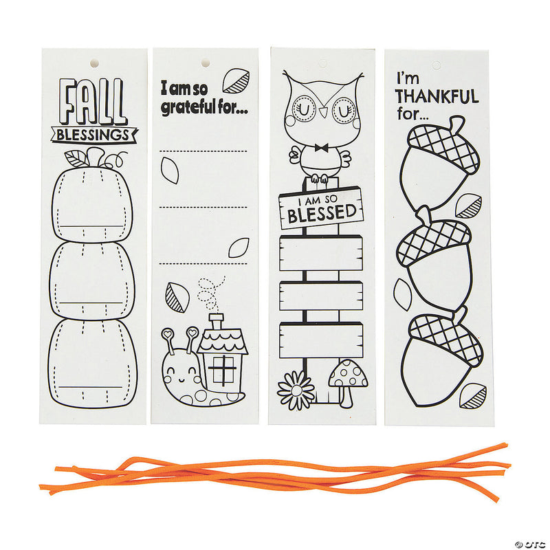Color Your Own I am Thankful Bookmarks Set of 12 Great for Projects