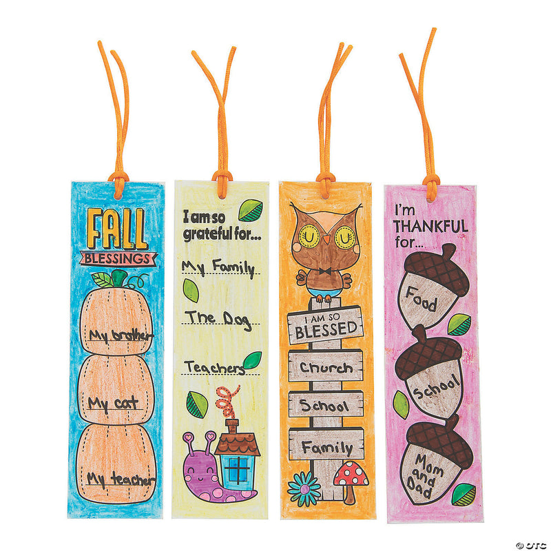 Color Your Own I am Thankful Bookmarks Set of 12 Great for Projects