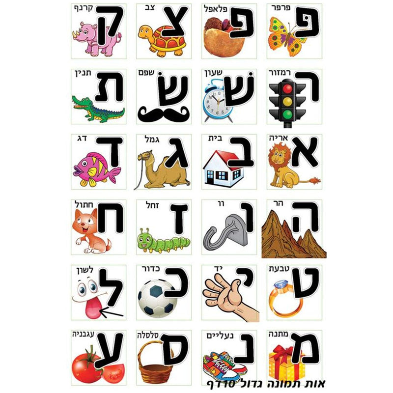 Aleph Bet Hebrew Vocabulary Square Jewish Classroom Stickers with Examples Text & Picture set of 240