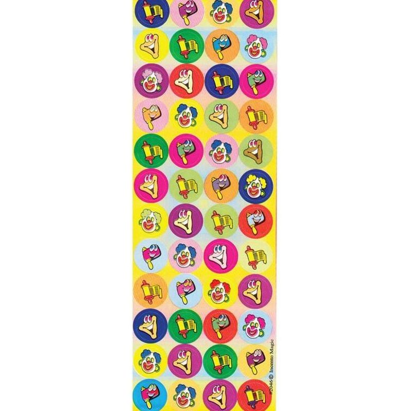 Purim Symbols  Hebrew Colorful Jewish Round Dots Stickers  Set of 288