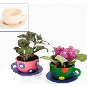 Design Your Own Ceramic Tea Cup Planters Great for Tu B'Shvat Project Set of 6