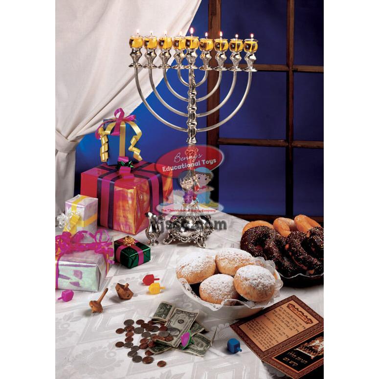 Chanukah Photo Card Stock Classroom Poster - HEBREW