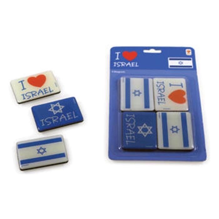 I LOVE ISRAEL Israeli Flags Jewish Magnets Set of 4