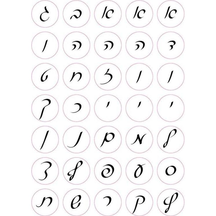 Hebrew Alef-Bet Letters in Script Jewish Stickers 0.75" Diameter Set of 350 made in Israel