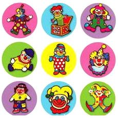 Colorful Purim Clowns Jewish Round Stickers 15 designs Set of 150 / Package