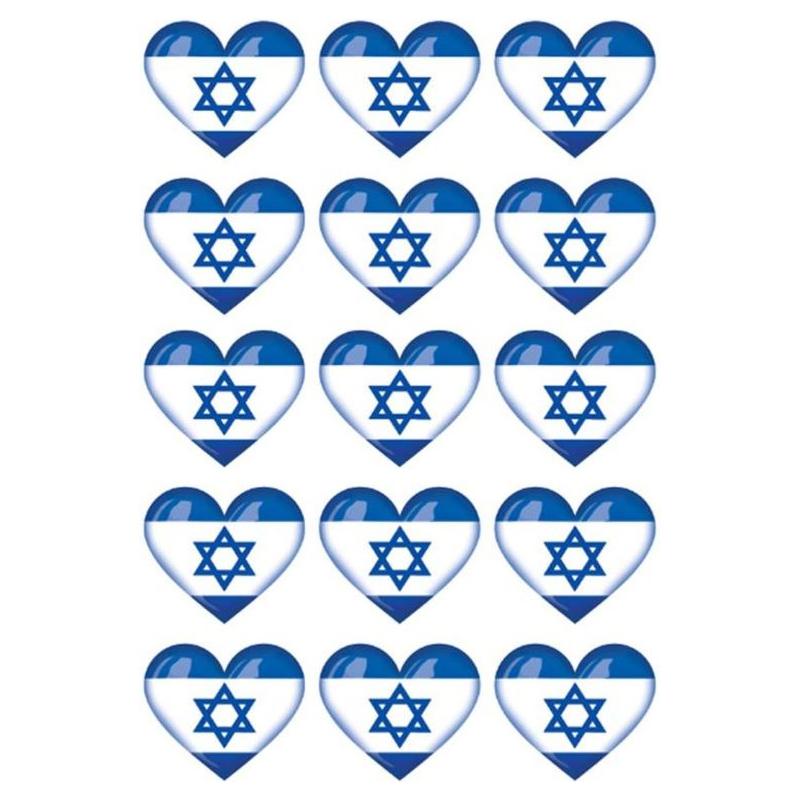 Pre-Order Israeli Flag Heart Shaped Jewish Hebrew Stickers Set of 150