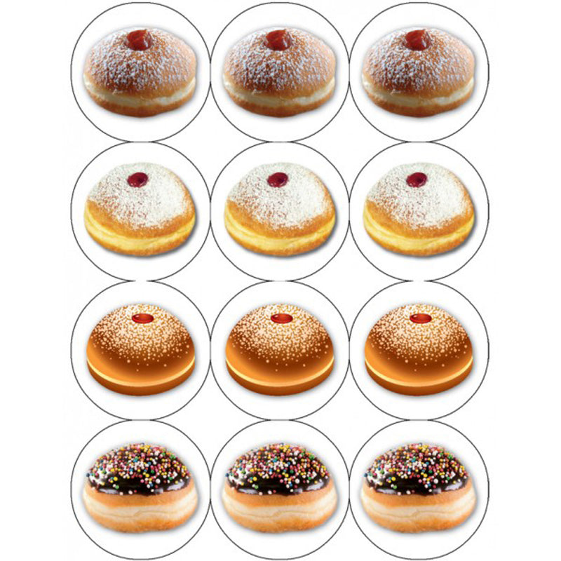 Chanukah Sufganiot Donats Jewish Stickers from Israel Set of 120