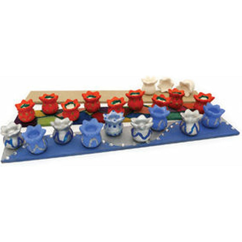 Sold out Ceramic Pomegranates  Chanukah Menorah on Wooden base  Kit Classroom Craft Project Pack of