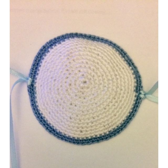 Baby Boy Kippah Yarmulke Crochet Knit with Strings Custom Made in USA Great for Brit Milah Cerem