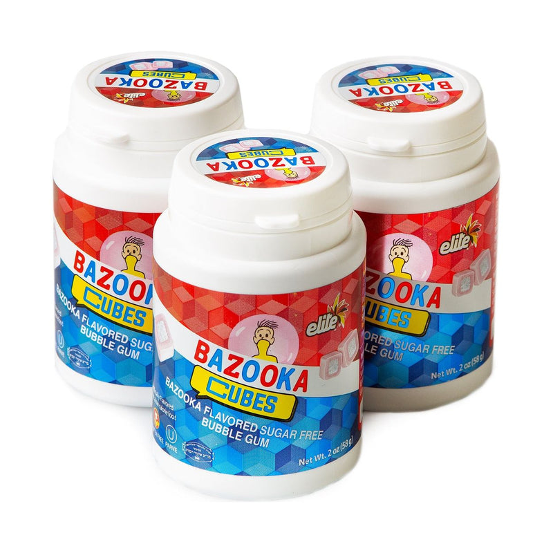 Elite Bazooka Cubes Sugar Free Gum Tubs OU Parve Kosher