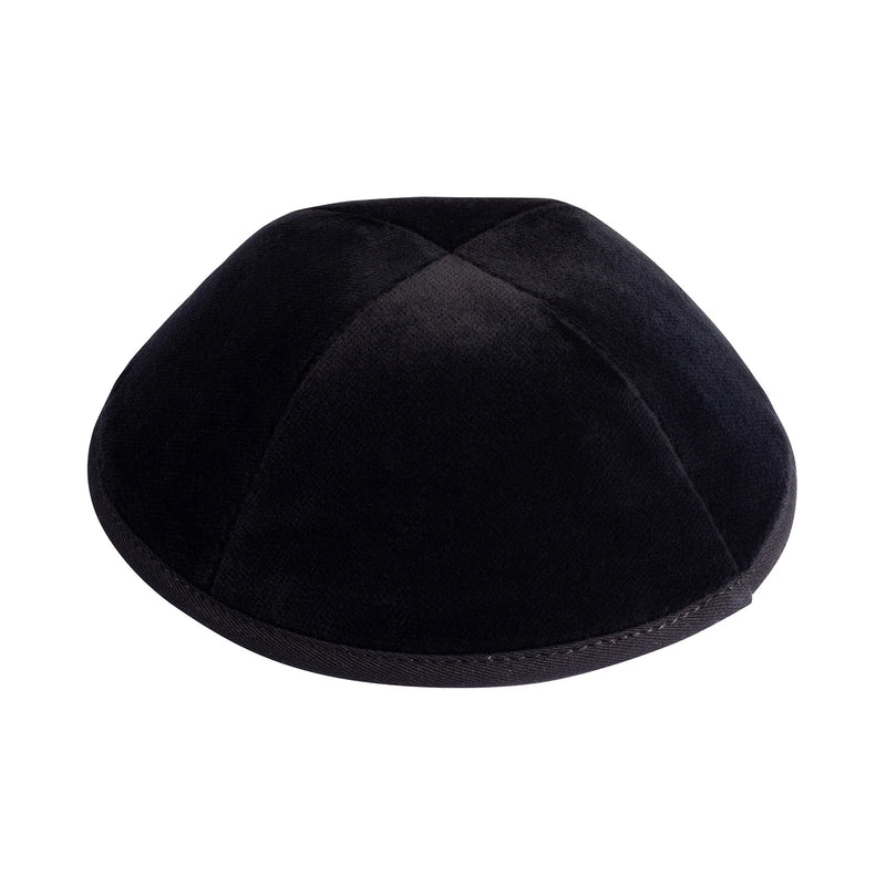 BLACK VELVET YARMULKE 4 part Kippah with Rim Made by IKIPPAH - a Bestseller!