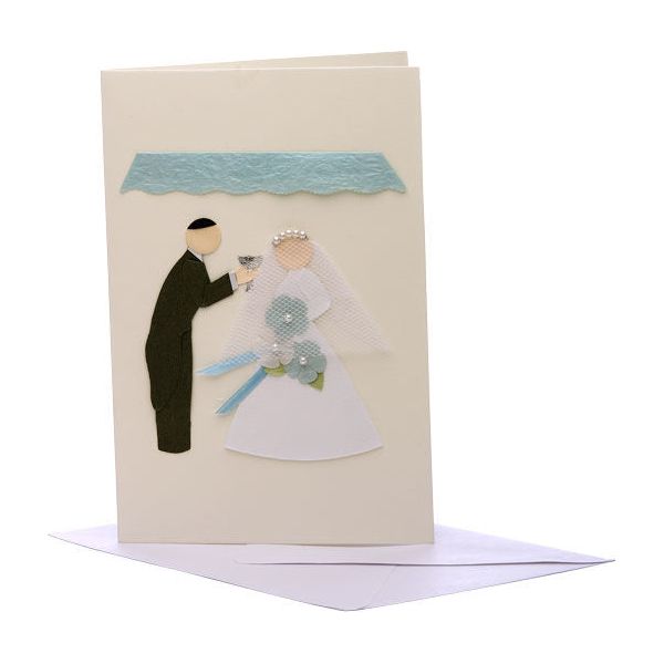 Mazel Tov on Your Wedding Jewish Blank Hand Made Greeting Card Bride and Groom