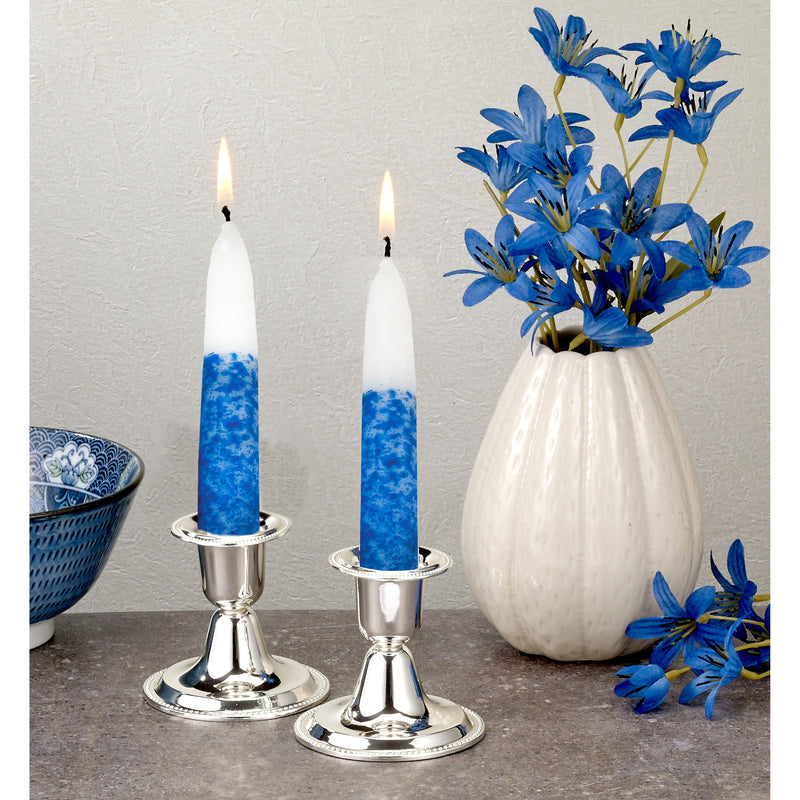 Premium Blue / White Shabbat & Holiday Candles Set of 12 Hand Dipped Candles