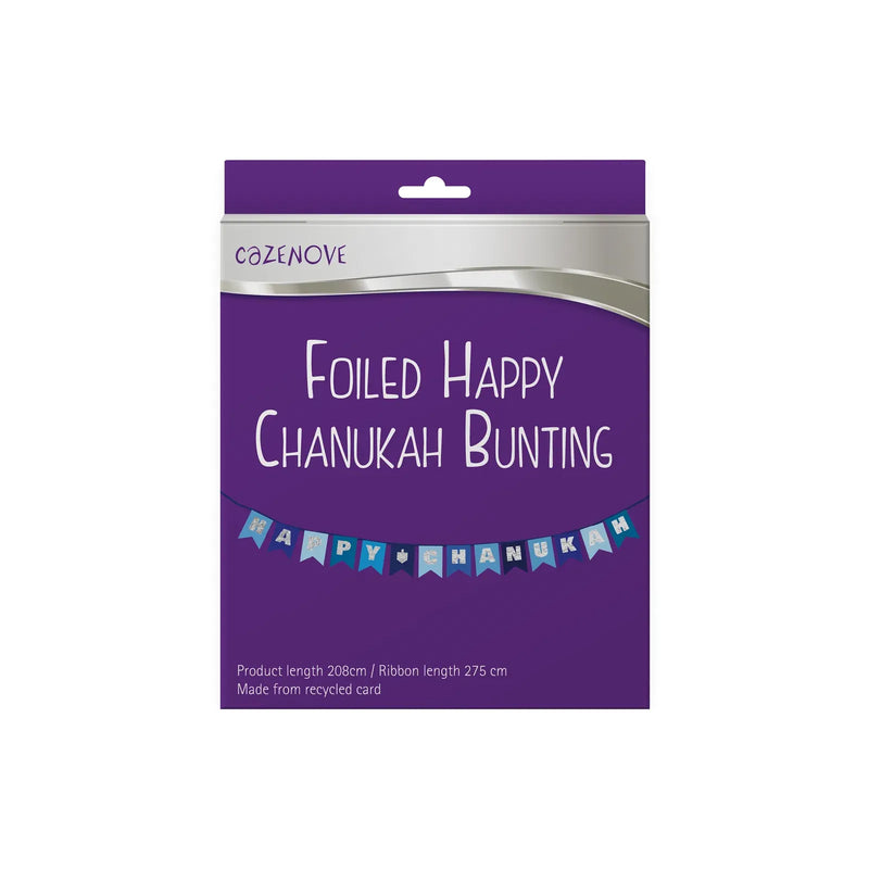 Happy Chanukah Foiled Cardboard Bunting Reusable Decoration