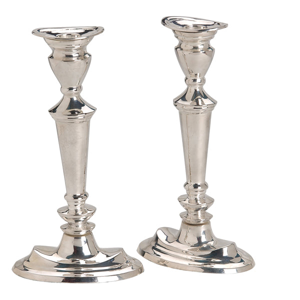 Silver Plated  Shabbat Candlesticks 8 1/2" Set of 2
