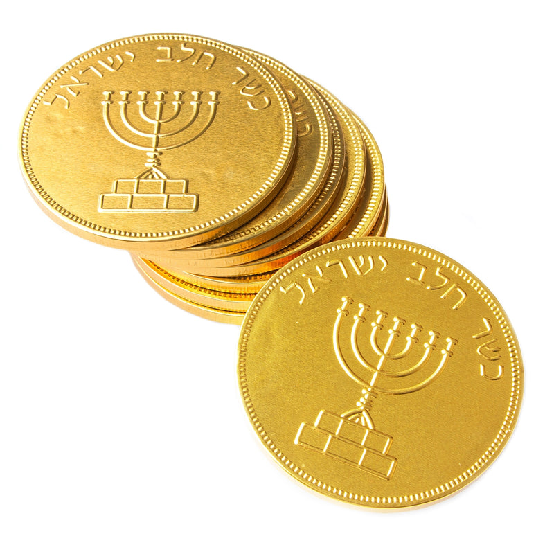 Nut-Free Milk Chocolate Gold Medallion Large Coin 3" Diameter Chanukah Gelt