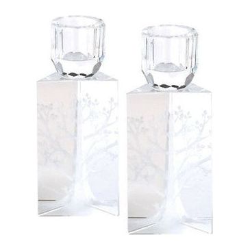 Etz Chaim Tree of Life Crystal Shabbat Candlesticks 5" tall