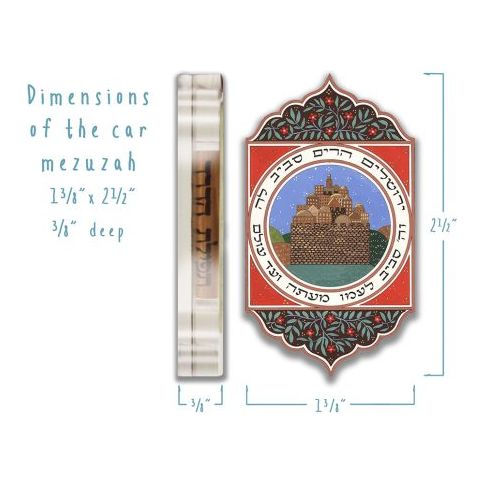 Jerusalem Mizrach Car Mezuzah By Mickie Caspi Traveler's Prayer included