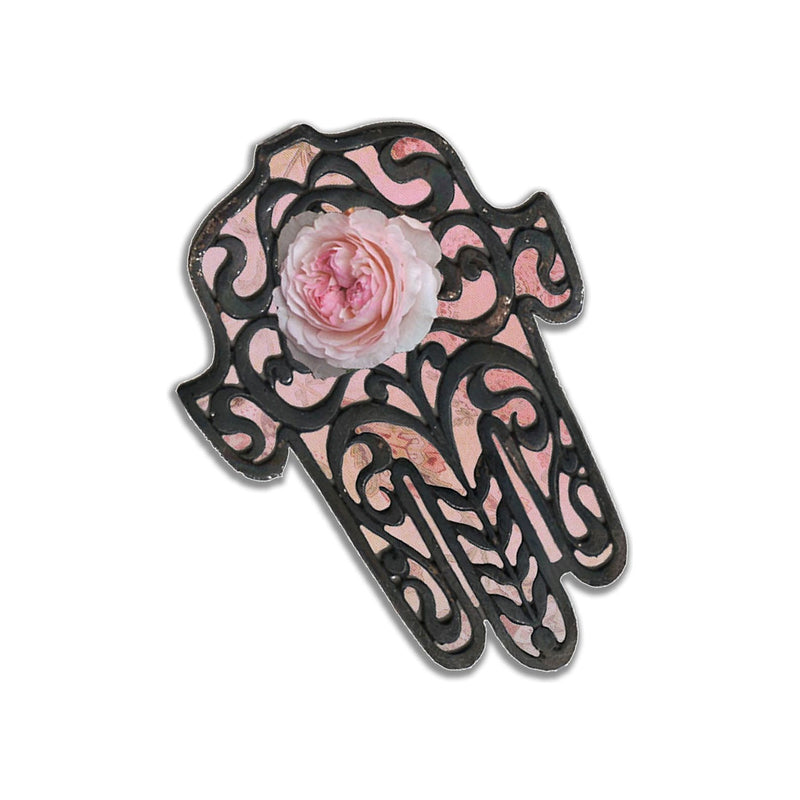 Rose Hamsa Car Mezuzah