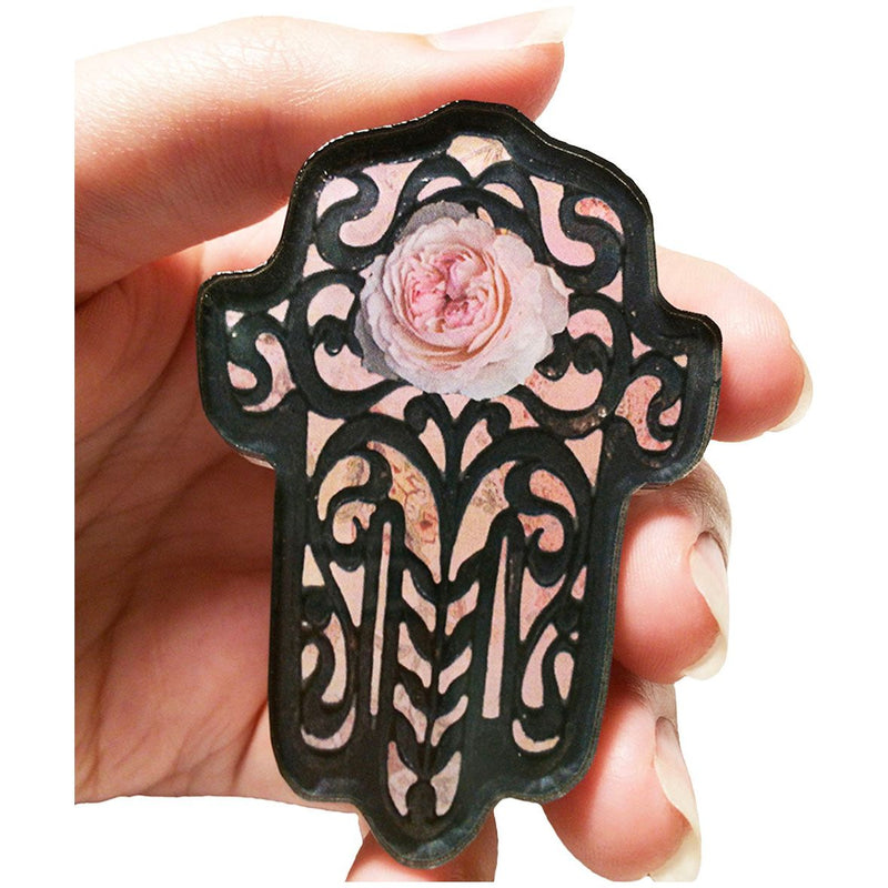 Rose Hamsa Car Mezuzah