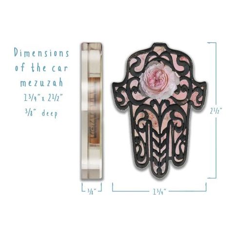 Rose Hamsa Car Mezuzah